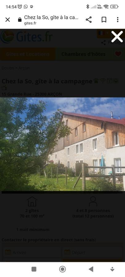 Gite Chez La So ! Avec Visite A La Ferme Arcon (Doubs) Exterior photo